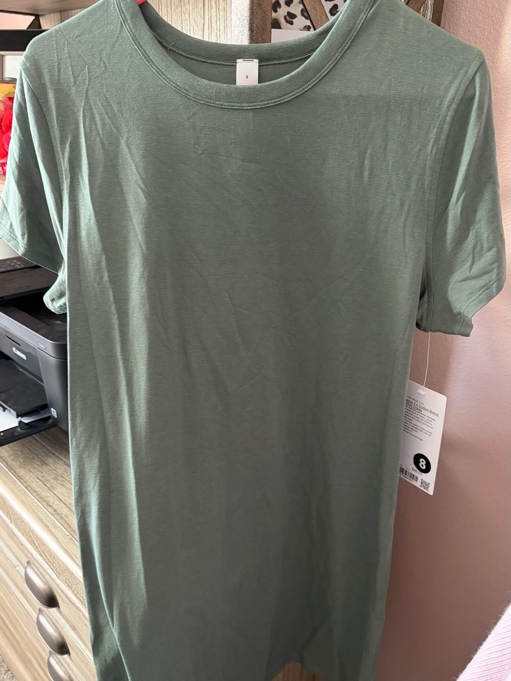 Lululemon Classic-Fit Cotton-Blend T-Shirt Dress NWT Size 8 Grey Eucalyptus - Picture 2 of 5